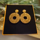 Gold Glitter Circle Hoop Earrings