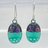 Green and Black Dichroic Glass Drop Earrings