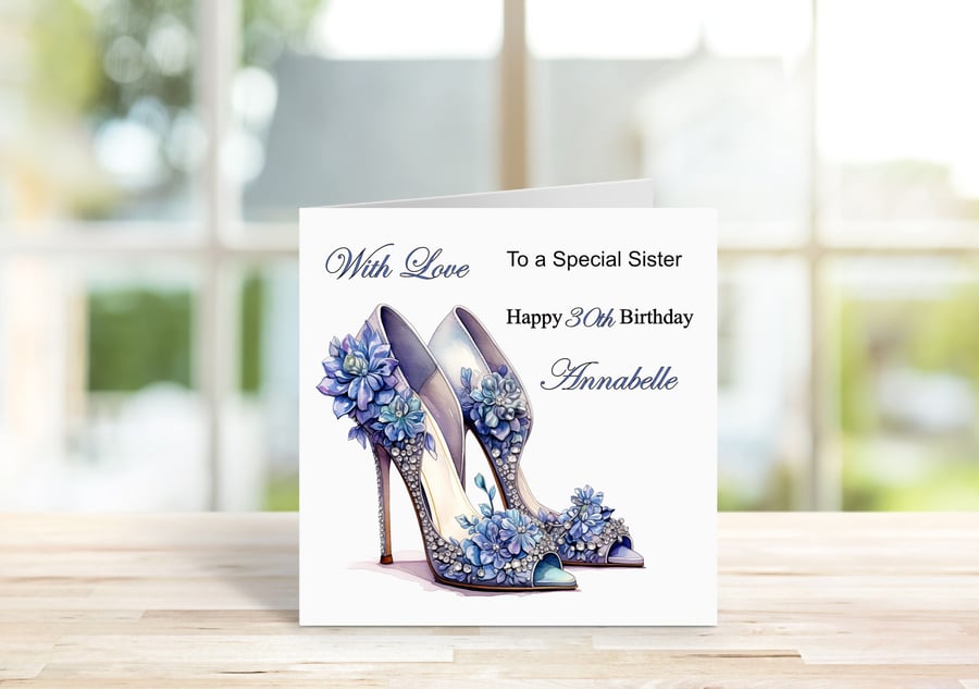 Personalised Elegant High Heels Printed Greeting Card. Design 5