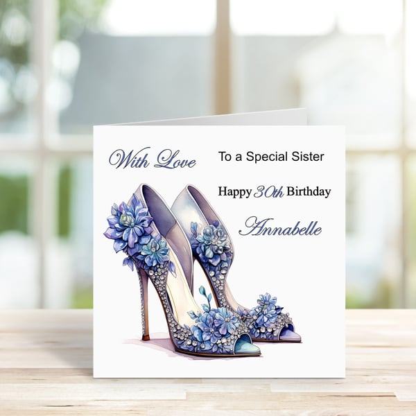 Personalised Elegant High Heels Printed Greeting Card. Design 5