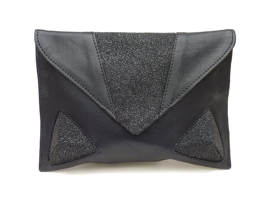 Black leather Clutch