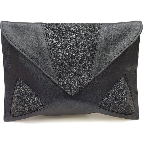 Black leather Clutch