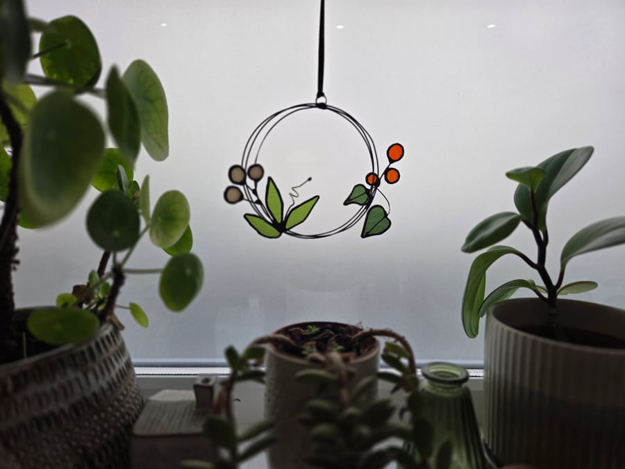 Folk Flower Mini Wreath wall and window beautiful hanging gift