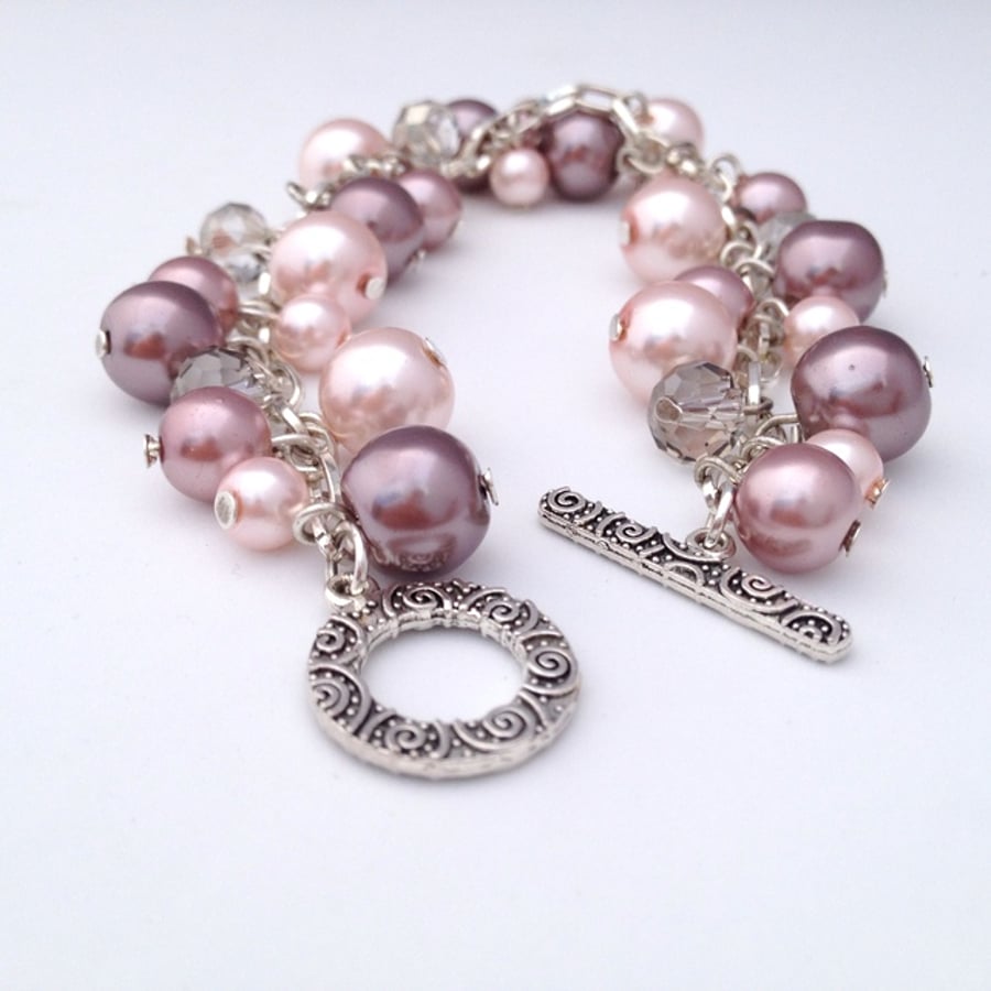 Pink Beaded Charm Bracelet