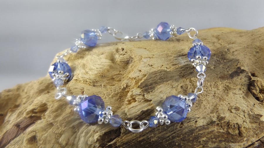 bracelet blue rondelle crystal