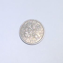 Lucky Sixpence Dated 1956 for Crafting