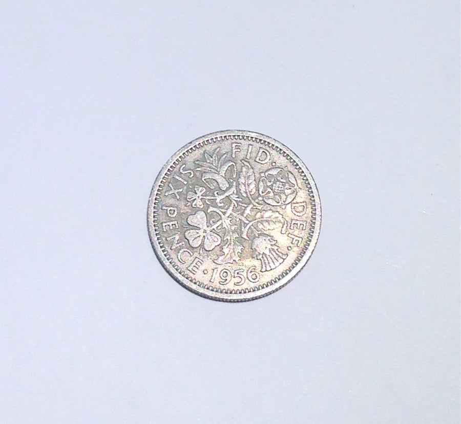 Lucky Sixpence Dated 1956 for Crafting