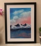 Pink Dawn Fine Art Print – Sunrise Landscape Giclée in Bob Ross Style - Image 1