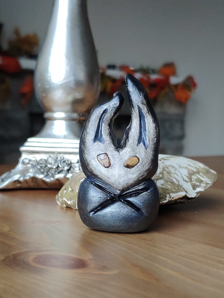 Troll Statuette with Tiwaz Rune and Tiger's Eye Stone Eyes. Clay Statuette