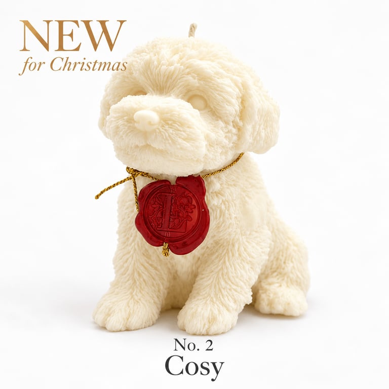 Dog Shaped Sculptural Candle - Cosy Vanilla Puppy Candle