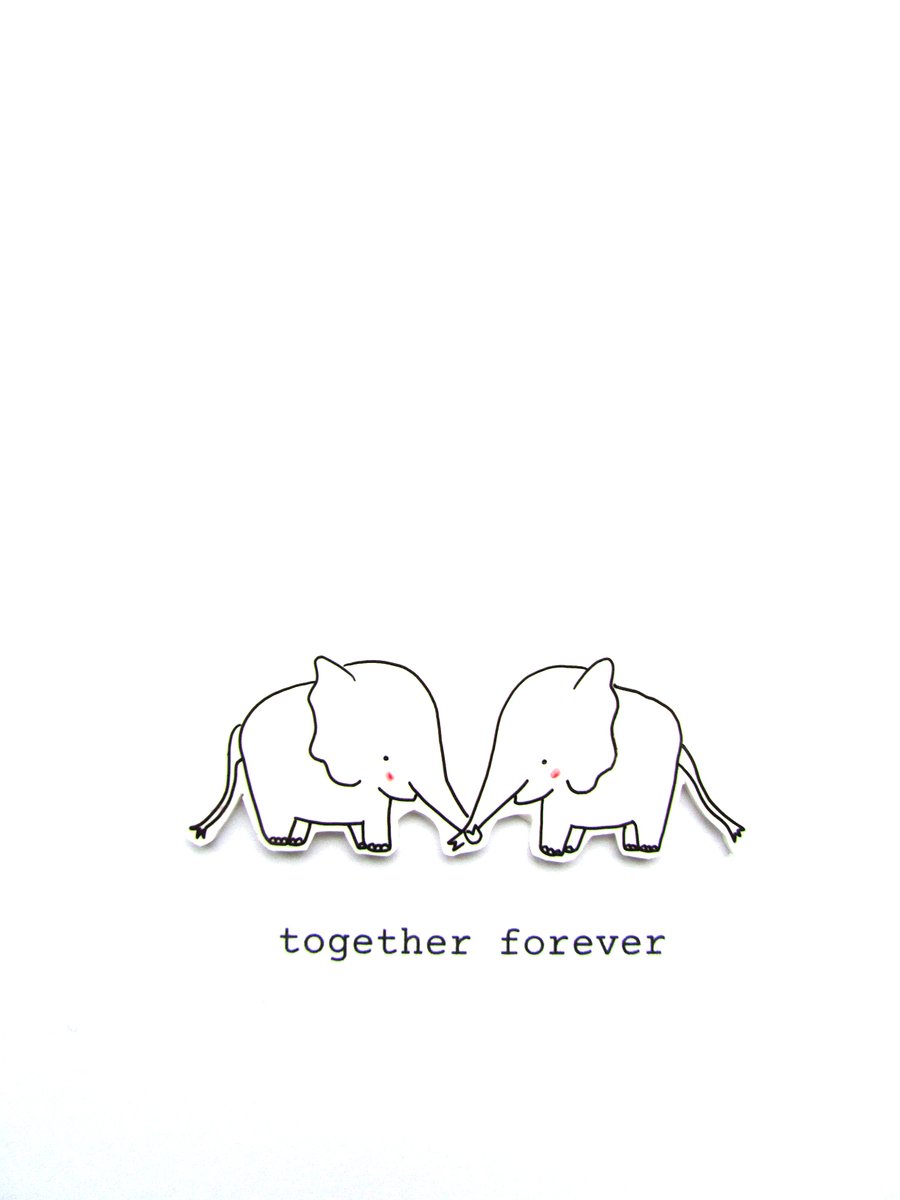 valentine's day card - elephants in love  