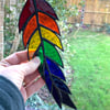 Stained Glass Feather Suncatcher - Handmade Window Decoration - Multi 