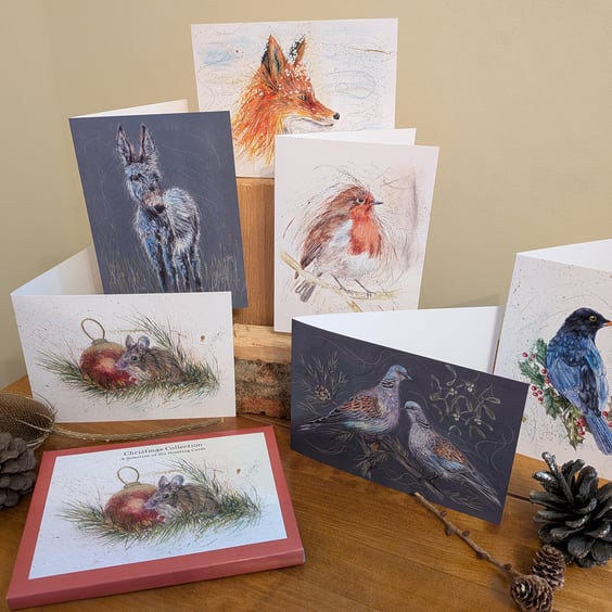 Christmas Cards, wildlife, mixed pack of 6