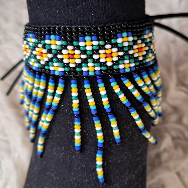 Seed Bead  Handmade Multicoloured Loom Bracelet or Anklet 