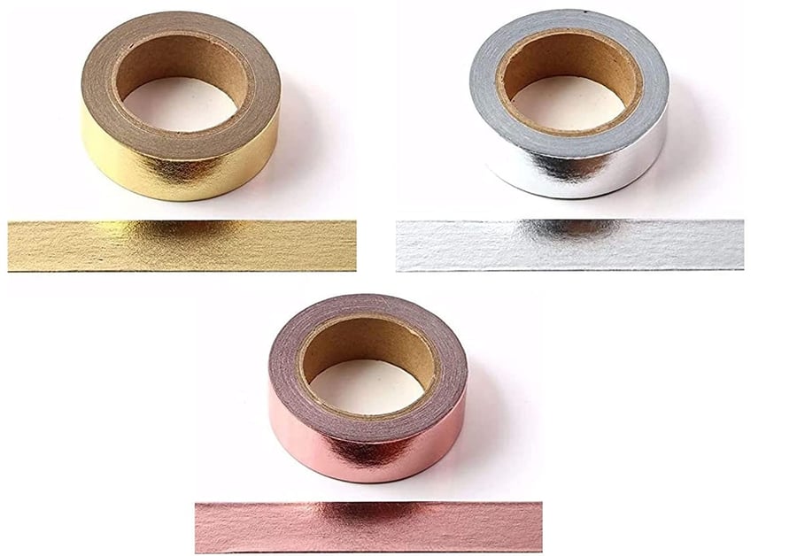Solid Foil Washi Tape Decorative Self Adhesive Masking Tape 15mm x 10 Meters (Go