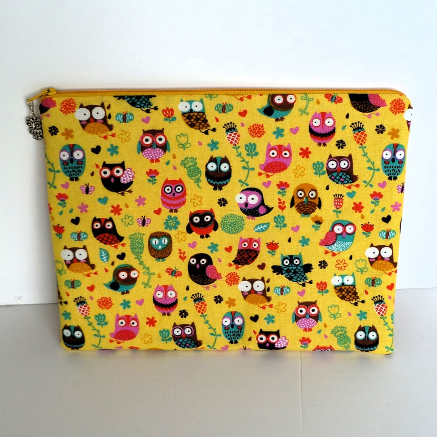 Owl Cotton Fabric Zipper Pouch Fully Lined, Han... - Folksy