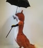 "Singing in the rain "needlefelted wool character fox - Image 3