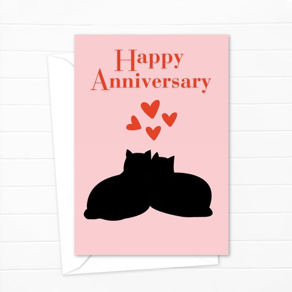 Wedding Anniversary Greeting Card: Black Cat Lover Card (703)