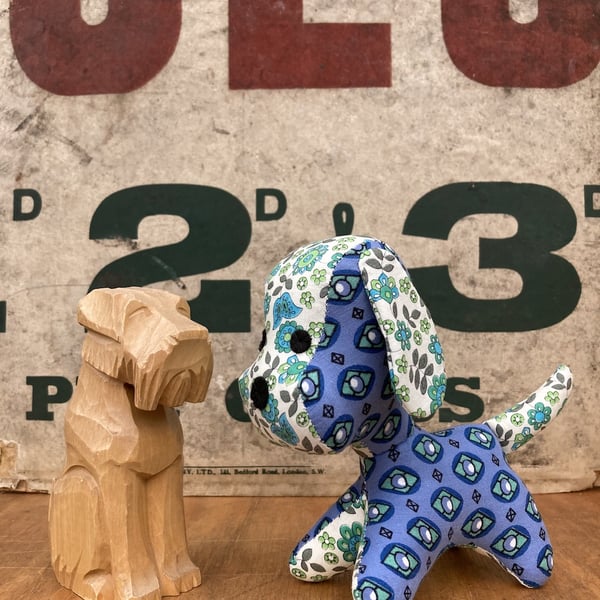 Bobbo Doggo the Vintage Fabric Pup (blue)