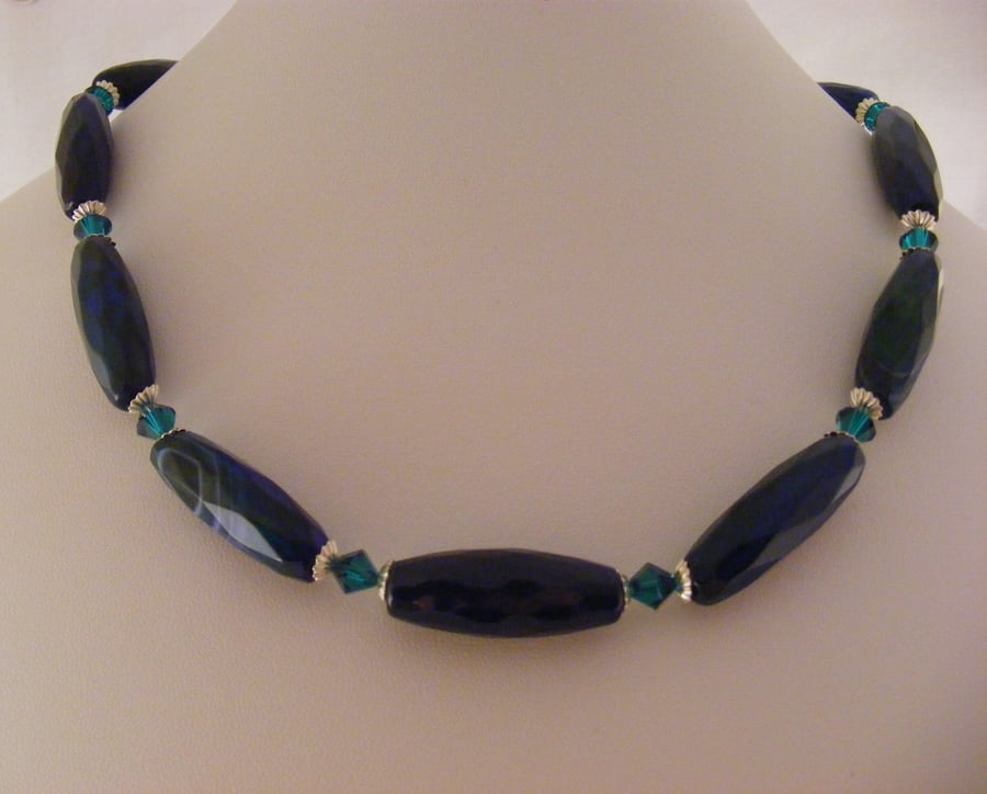 Blue and Green Agate Gemstone Necklace