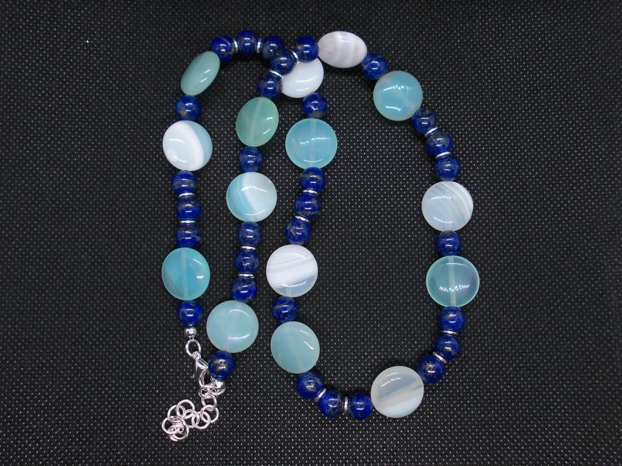 Sale - Aqua agate and lapis lazuli necklace