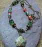 Howlite, Tiger's Eye & Czech glass beads necklace pendant - Image 4
