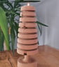 Hand turned pine Christmas tree with tealight holder