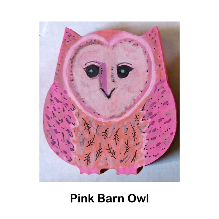 Owls - Reds, Pinks and Purples -  Hand decorated wood effect ornaments