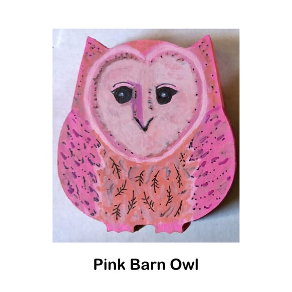 Owls - Reds, Pinks and Purples -  Hand decorated wood effect ornaments