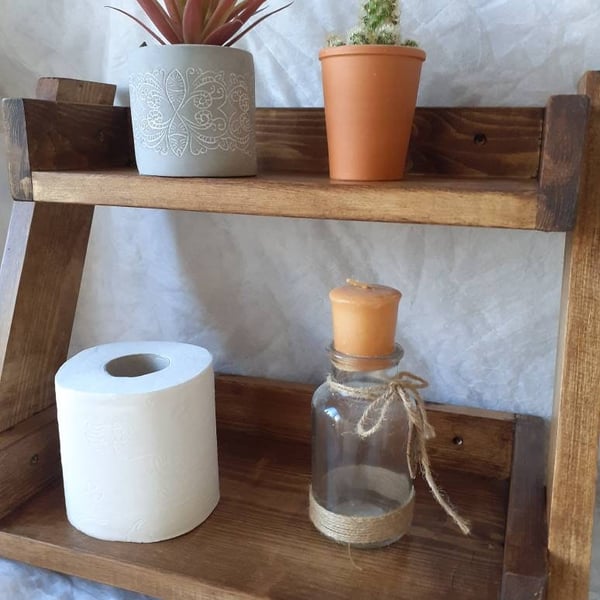 Wooden Shelving Unit. Bathroom Shelving Unit