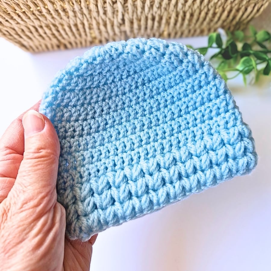 Puff Stitch Crochet Baby Hat - Newborn–6 Months Shower Gift