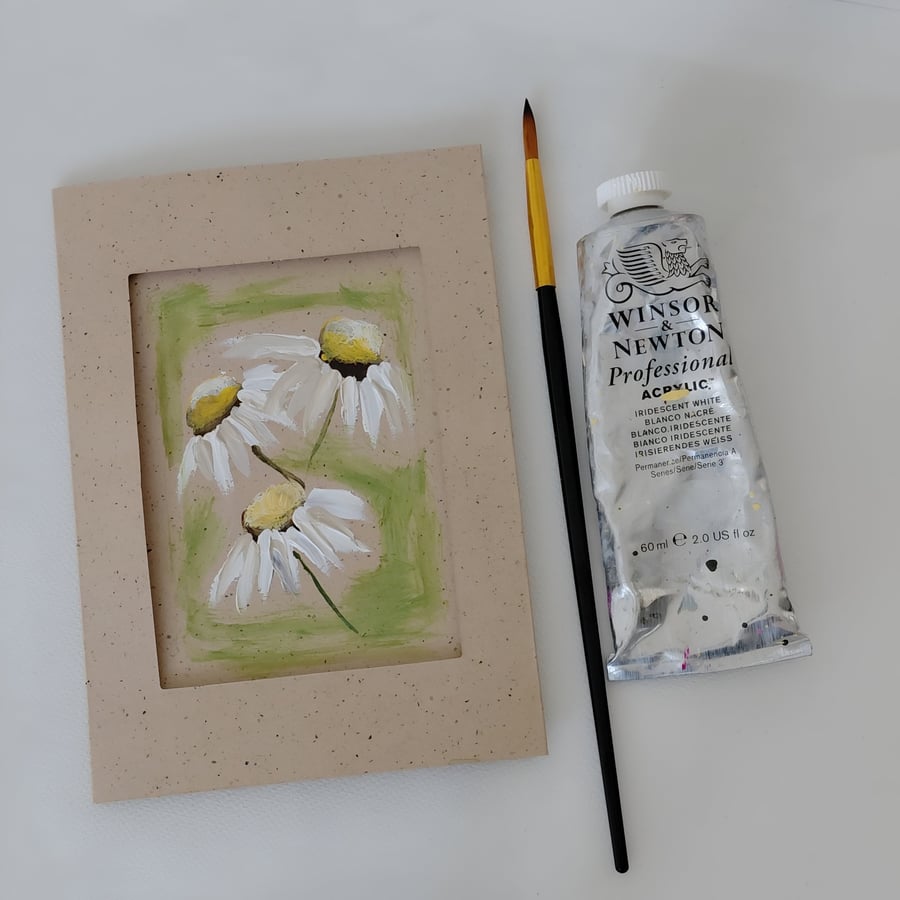 Hand Painted Flower Greeting Card Signed Artisan Kraft Card Gift Free Delivery