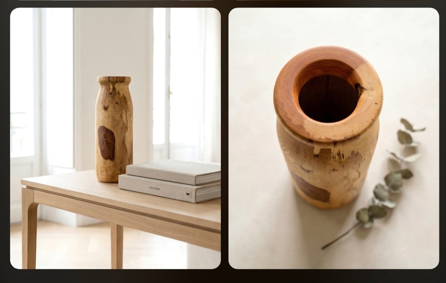 Beautiful unique tall ash vase 