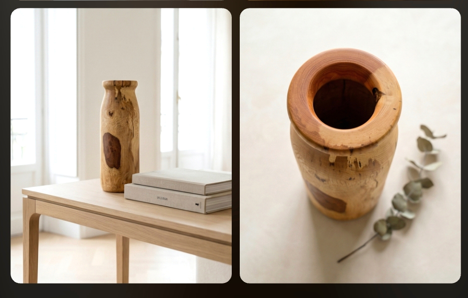 Beautiful unique tall ash vase 