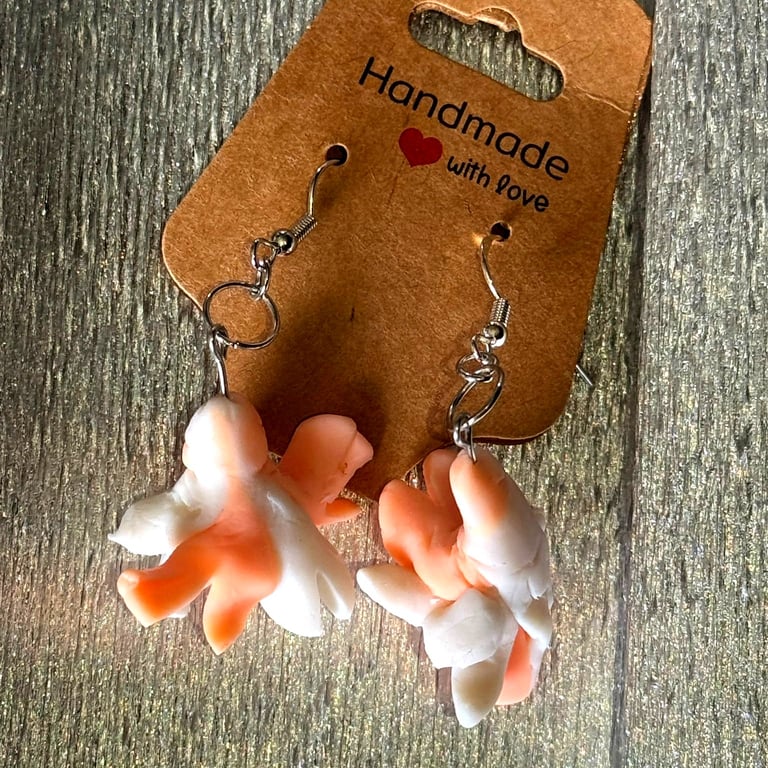Coral bohemian inspired earrings 