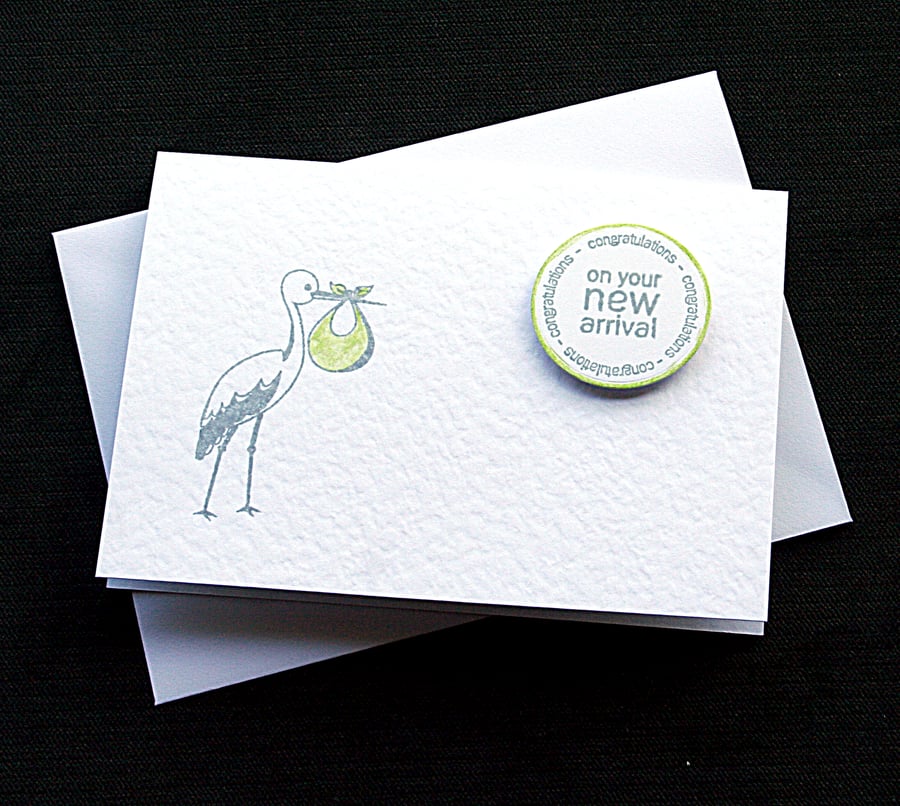 New Arrival (lime) - Handcrafted New Baby Card - dr18-0014