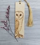 Barn Owl Pyrography Wooden Bookmark. Nature Lovers Letterbox Gift