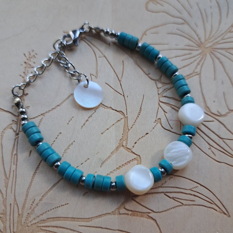 Turquoise and shell bracelet 