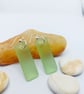 Sea Mist cultered sea glass and sterling silver puffed rectangle drop earrings - Image 2