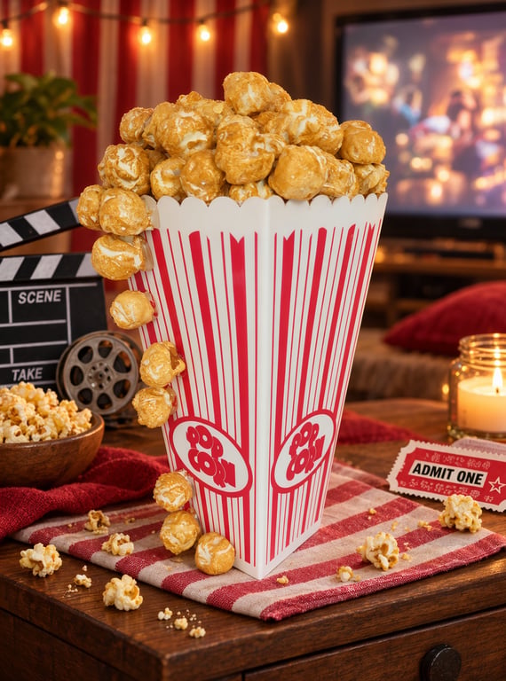 Handmade 9.5" Hyper-Realistic Fake Toffee Popcorn Prop Classic Movie Theater