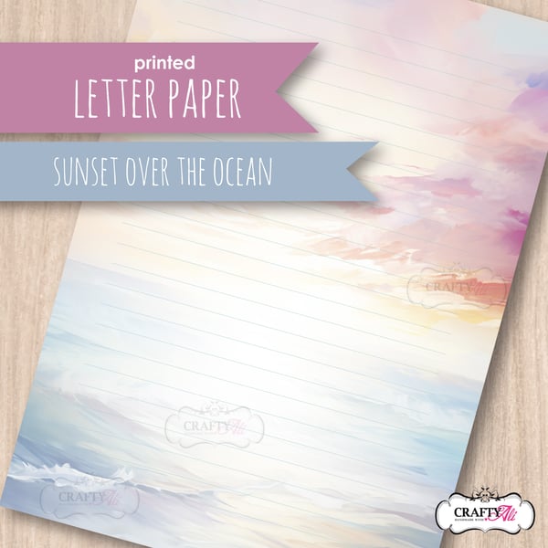 Letter Writing Paper - Sunset Over the Ocean