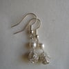 Pearl and silver wire wrapped earrings