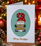 Handmade Cross Stitch Ho Ho Ho Christmas Gonk Card – 6 x 4 Inch