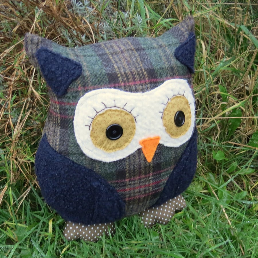 Clarence, a 35cm tall owl cushion.  (14 inches)