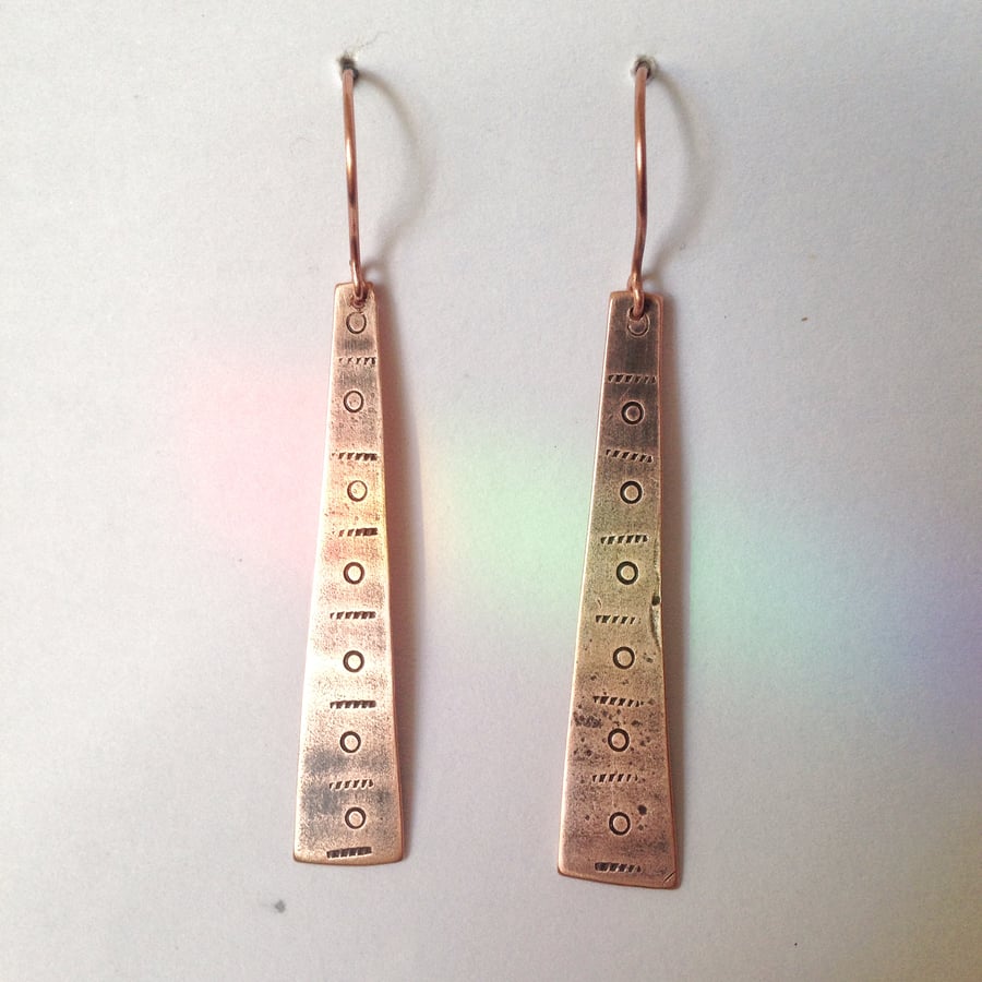 Copper stamp work earrings 