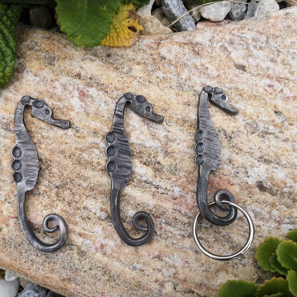 Blacksmith made seahorse style keyring