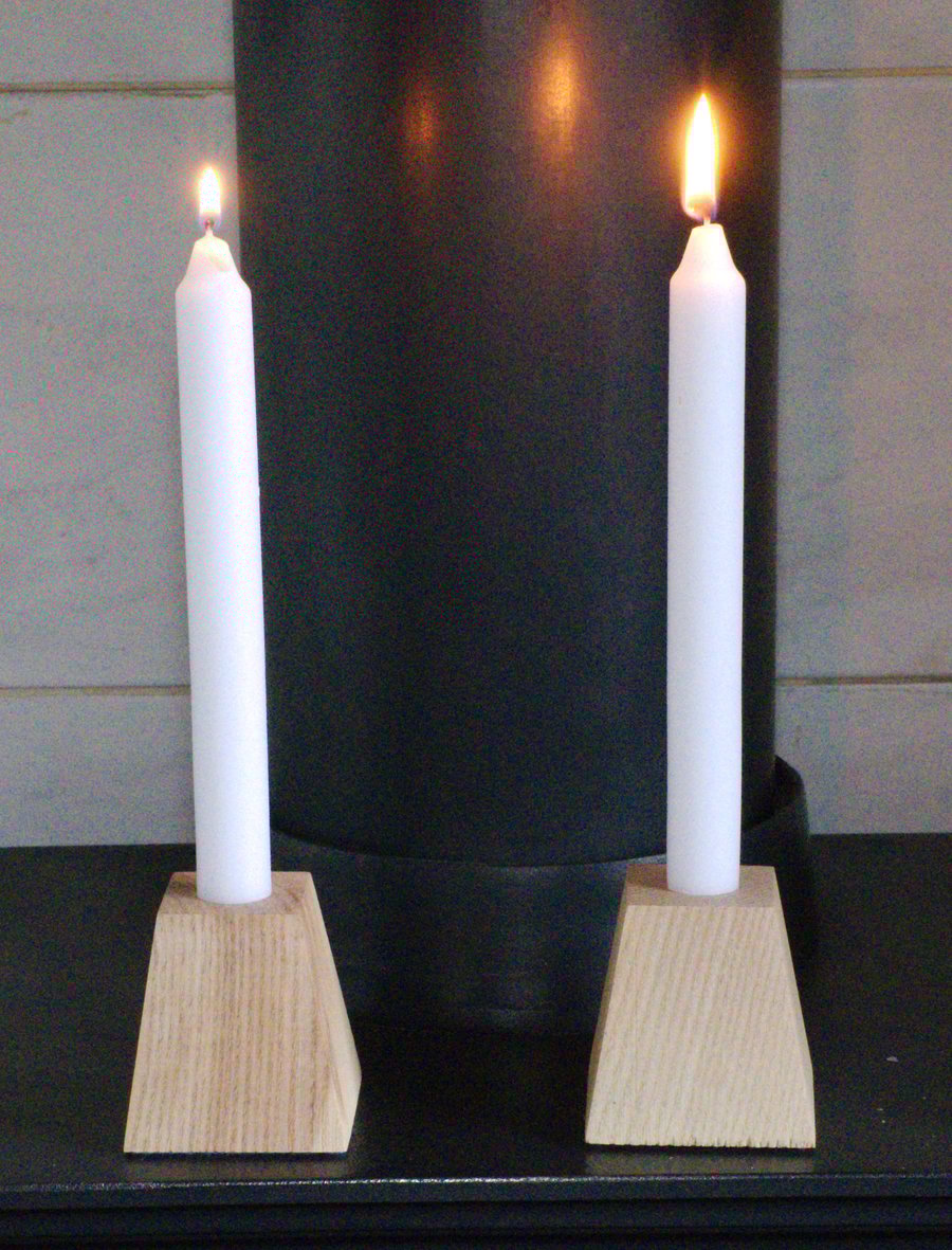 Ash wooden candle holder