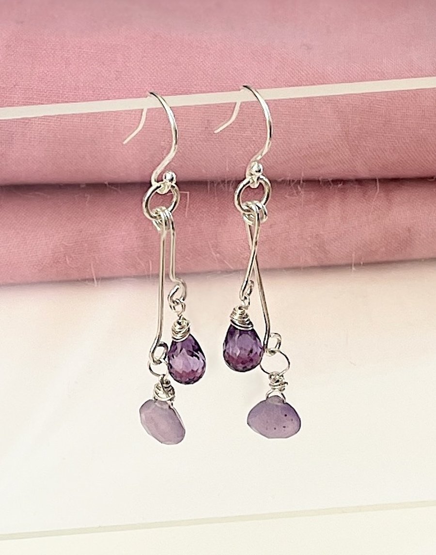 Chalcedony and Amethyst Drops