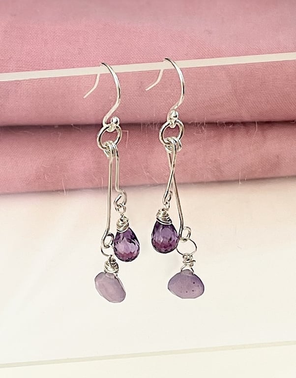 Chalcedony and Amethyst Drops
