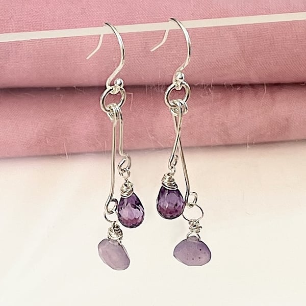 Chalcedony and Amethyst Drops